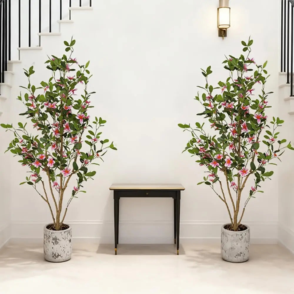 2-Pack 120cm Pink Artificial Myrtle Trees with Pots
