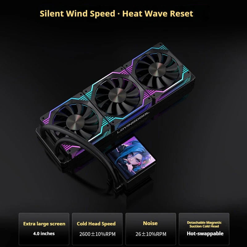 White 240mm AIO Liquid Cooler with 4" Display