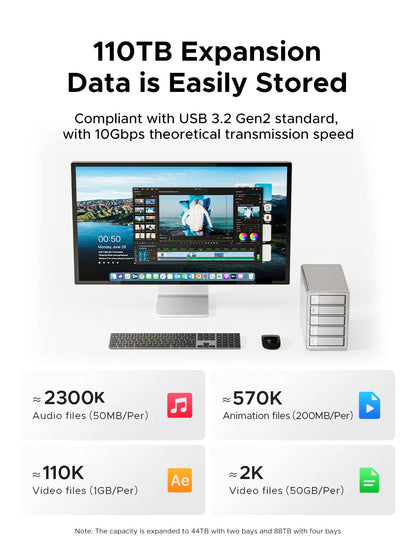 5-Bay USB-C HDD Docking Station 10Gbps RAID 150W
