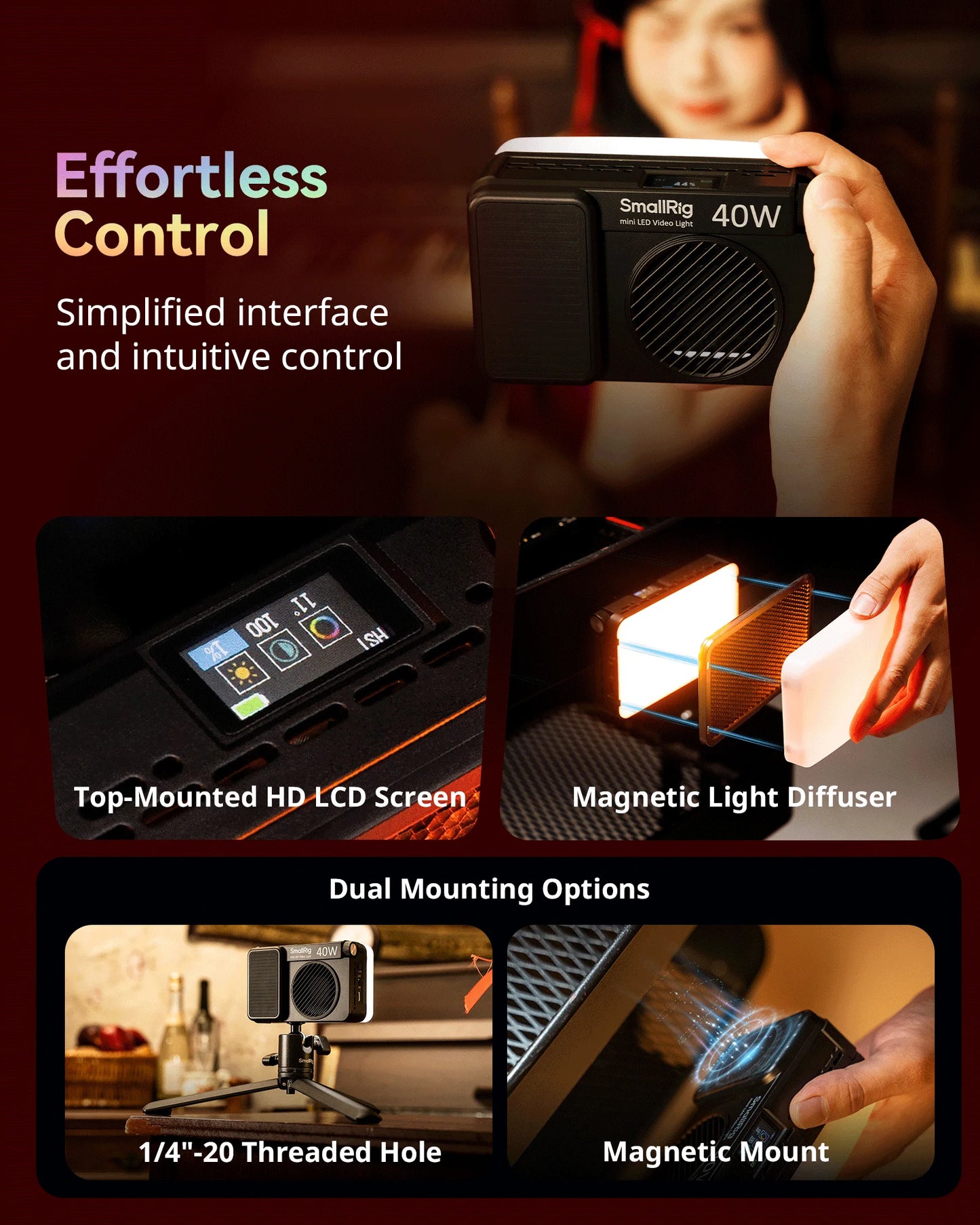 RGB Mini LED Video Light 4800mAh 14 Lighting Effects