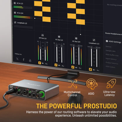 Black USB Audio Interface 24bit 192kHz with Pro Mic Preamp