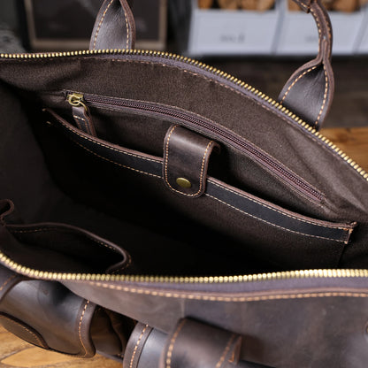 Vintage Cowhide Leather 15” Laptop Messenger Briefcase