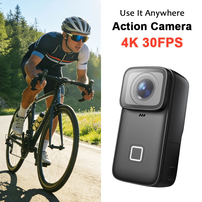 Portable 4K Action Camera with 6-Axis Stabilization Touch Screen