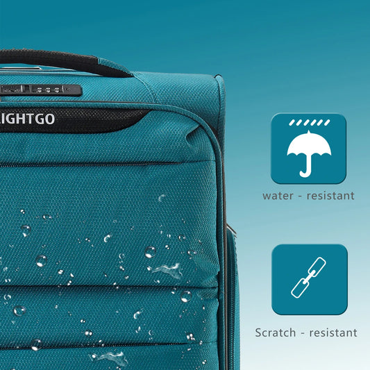 24 Inch Blue Check-In Luggage with 8 Silent Wheels