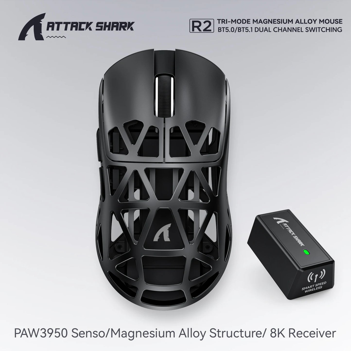 R2 8K Wireless Gaming Mouse Lightweight Magnesium Alloy