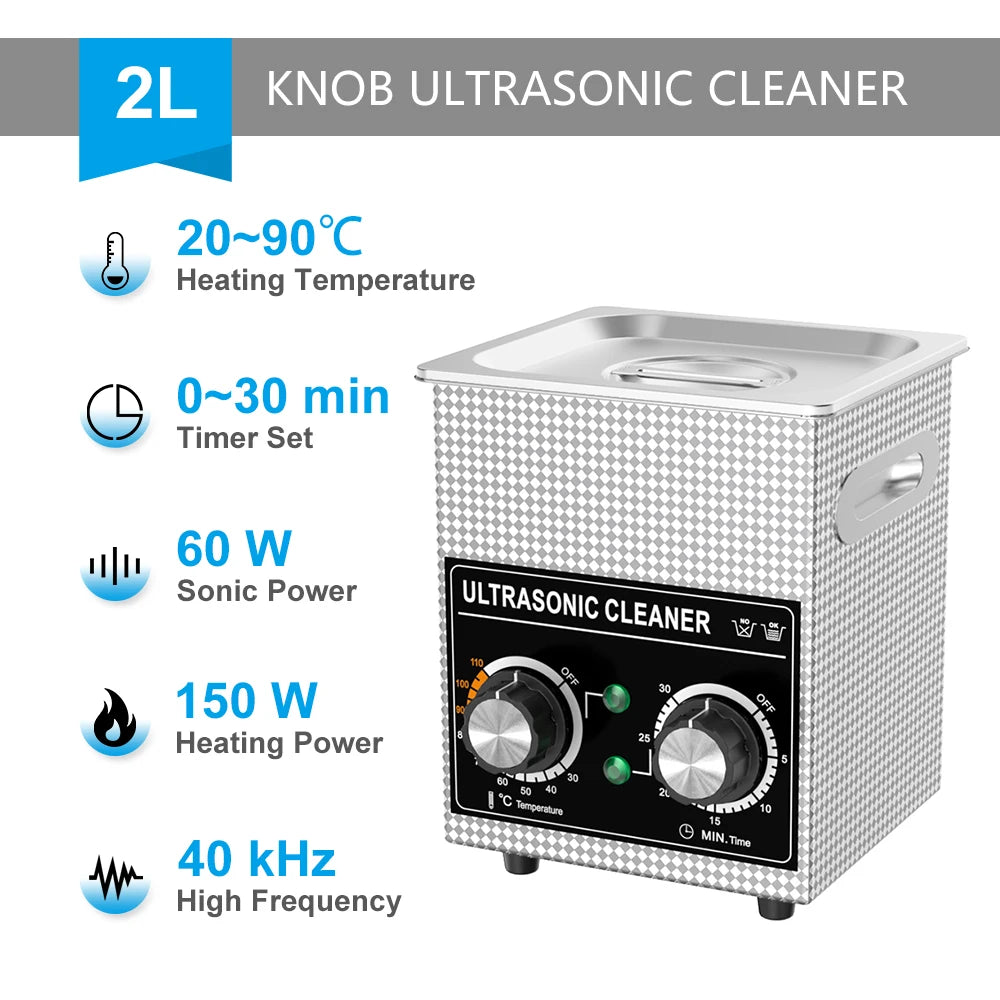 2L Ultrasonic Cleaner 60W Timer Bath Sonicator