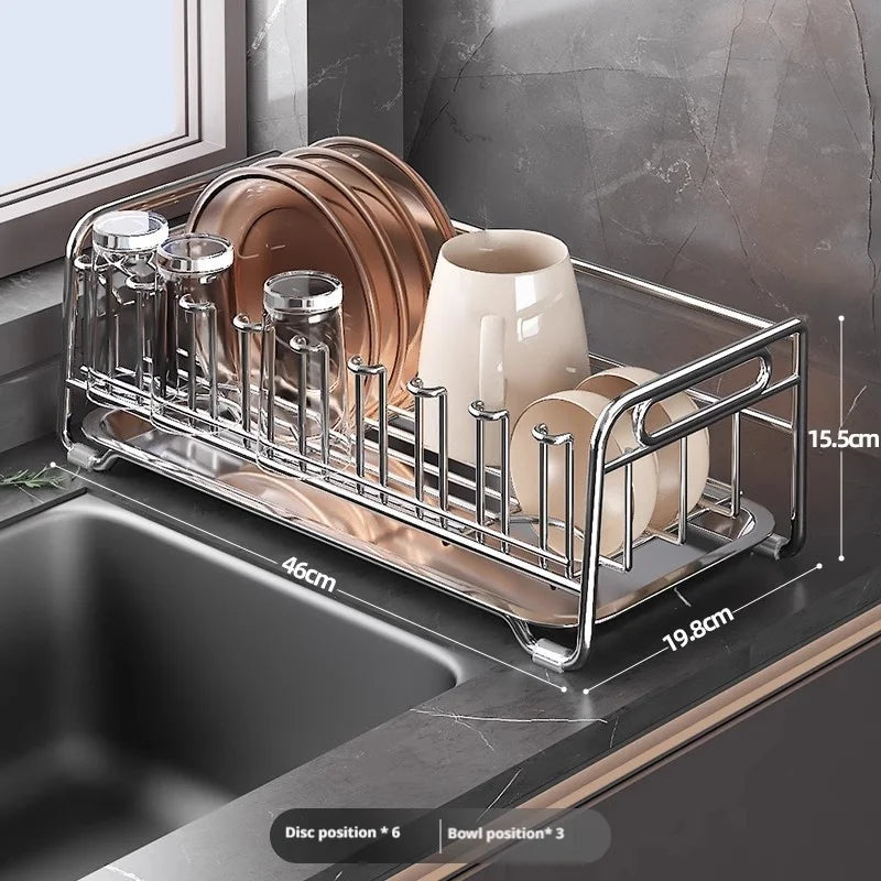 46x20cm Stainless Steel Plate & Cup Drainer Rack
