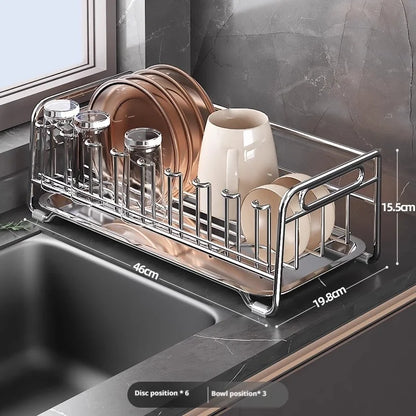 46x20cm Stainless Steel Plate & Cup Drainer Rack
