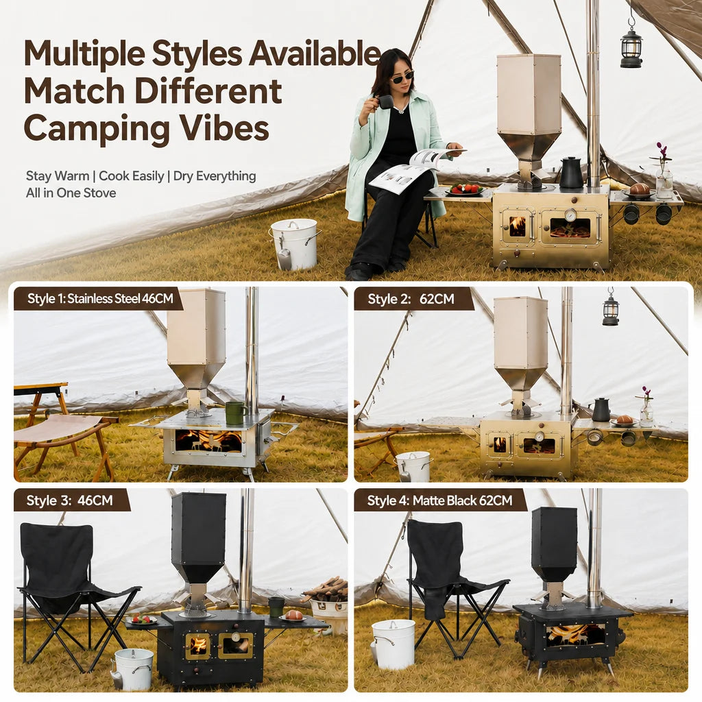 62cm Stainless Steel Camping Firewood Pellet Stove