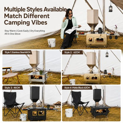 62cm Stainless Steel Camping Firewood Pellet Stove