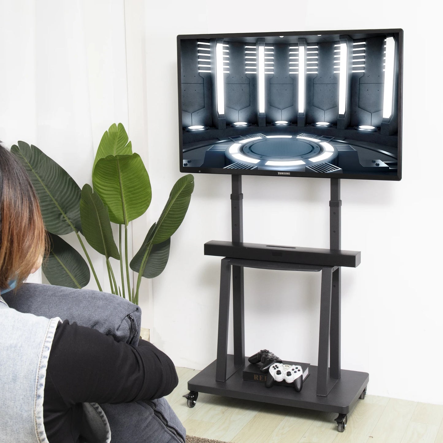 Heavy Duty TV Trolley Stand 32-80" Adjustable Floor Mount