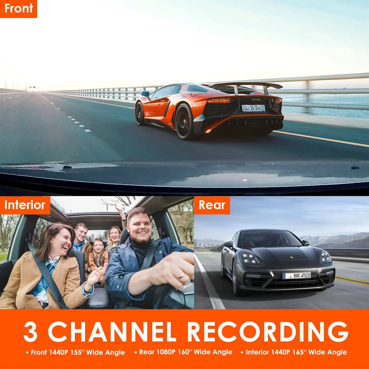 Dual Lens Car Dashcam with GPS and 256GB