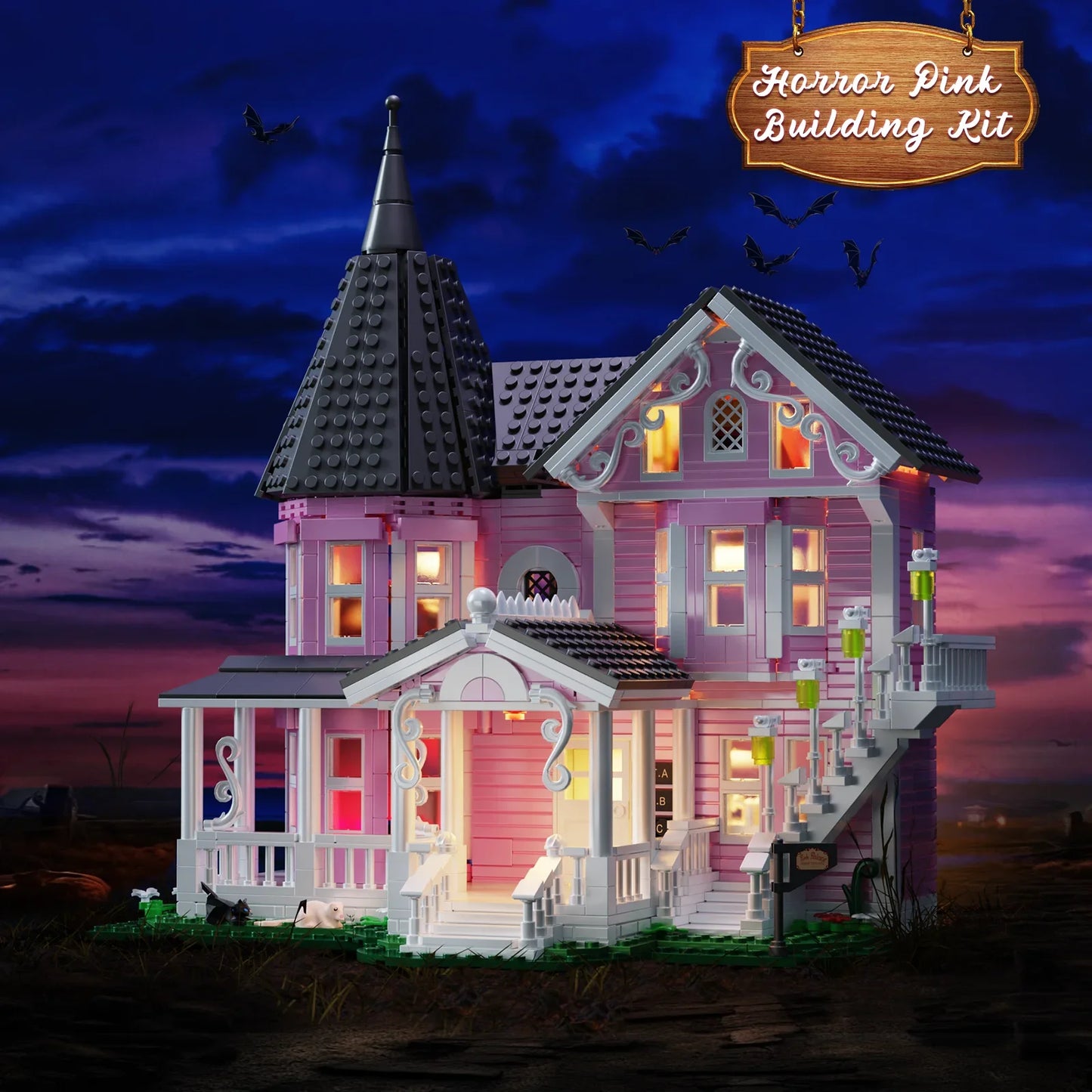 1349 PCS Architectural Pink Palace Building Toy Set