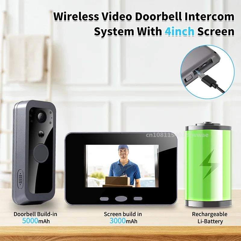 Wireless Video Doorbell with 5" Screen & Two Way Talk