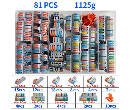 Compact Spring Conductor Wiring Connector Kit 81PCS