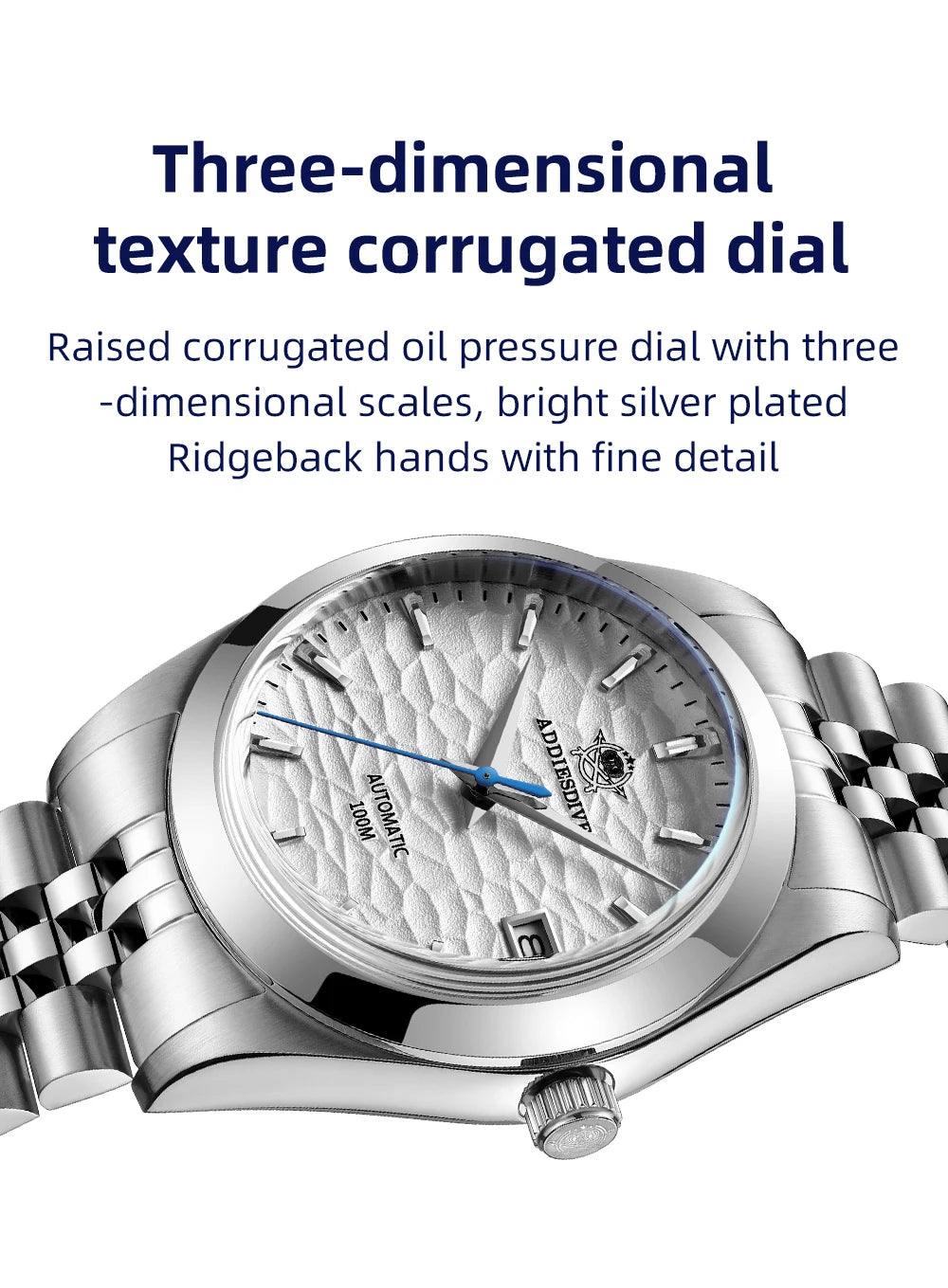 Silver Luminous Business Mechanical Watch Blue Face