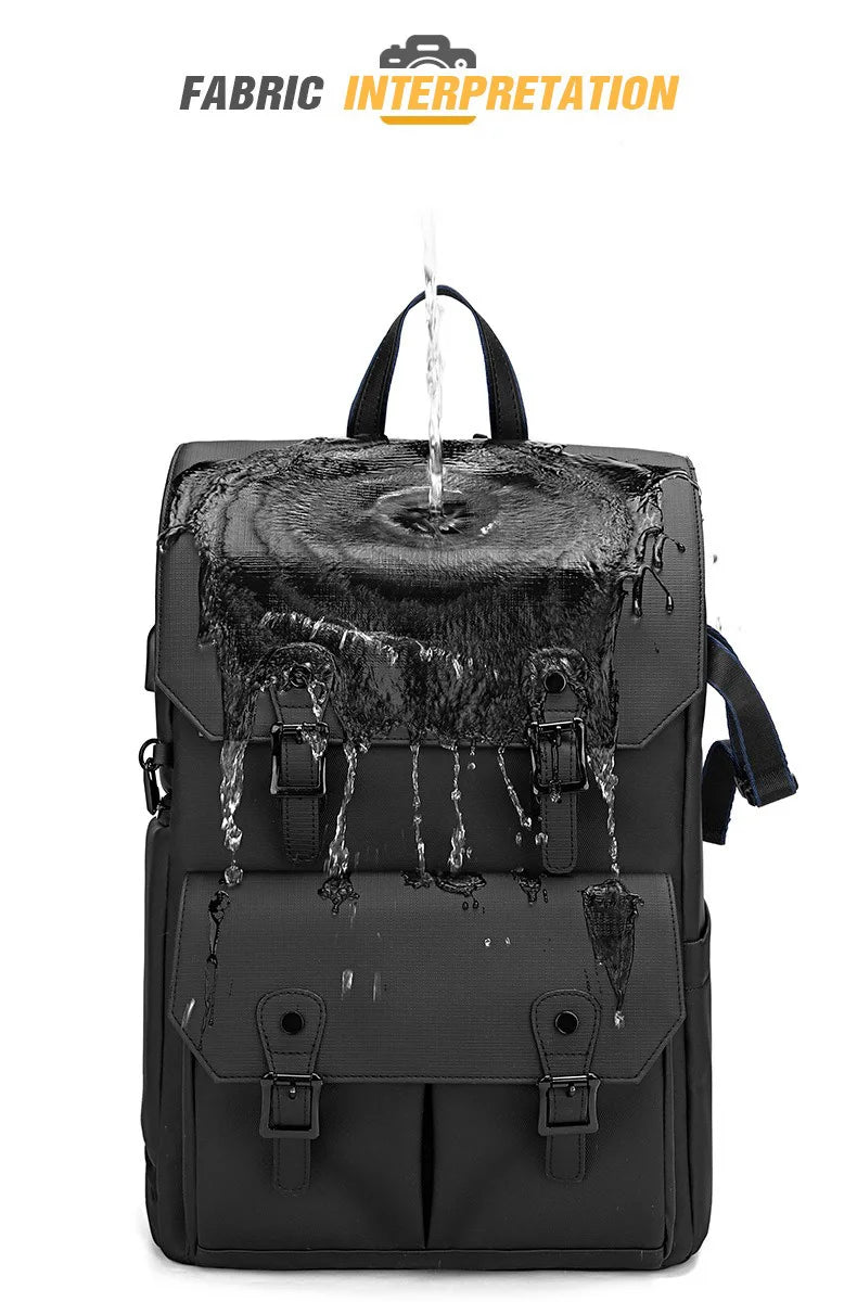 Waterproof Grey SLR Camera Bag Large Capacity Shoulder Backpack