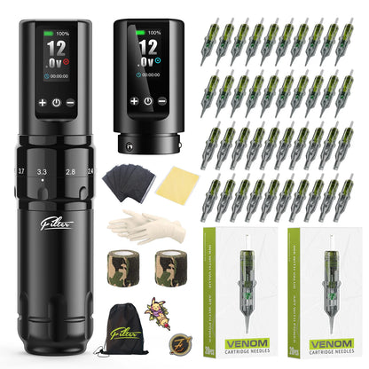 Wireless Tattoo Pen Kit 40 Cartridge Needles Set