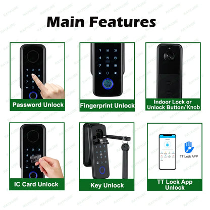 Smart Black Fingerprint Lock Set with Remote Access
