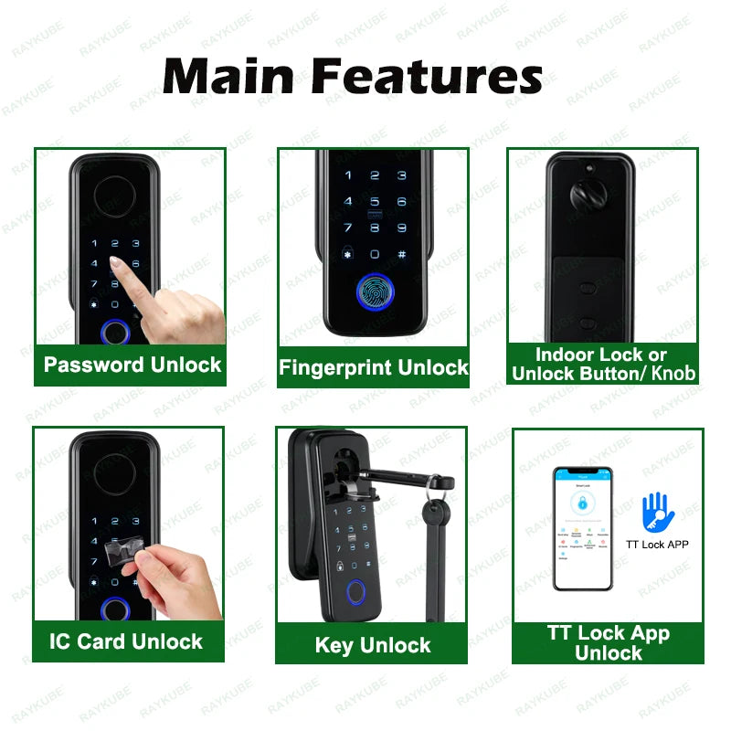 Smart Black Fingerprint Lock with Auto Keyless Unlock