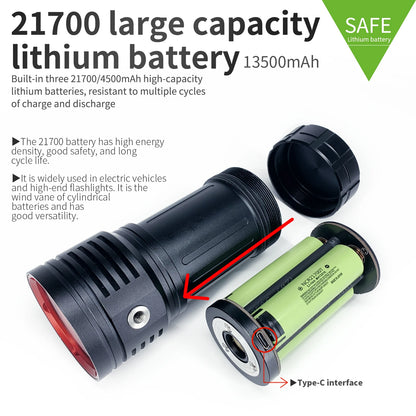 Diving Fill Light 22800lm 100m Waterproof Rechargeable Flashlight