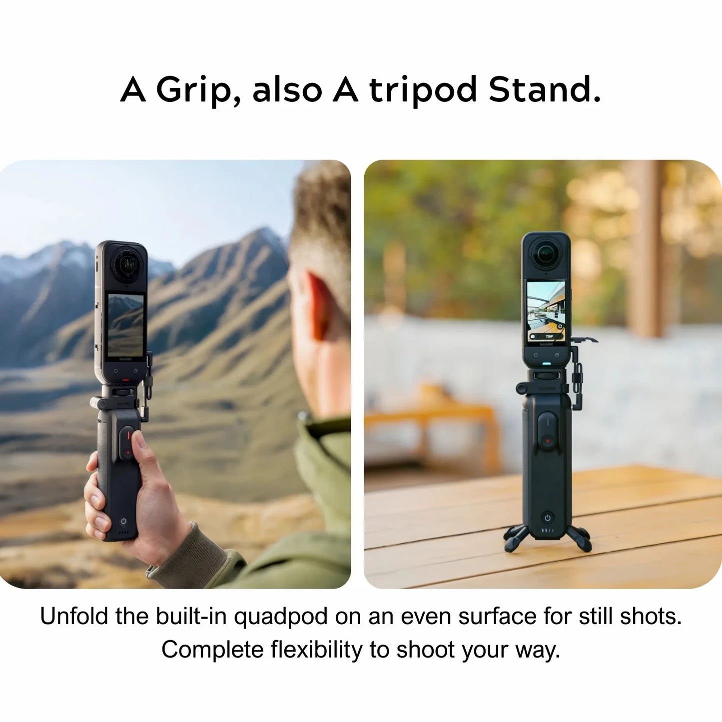 Insta360 X5 Foldable Power Handle Built-in 6100mAh Battery