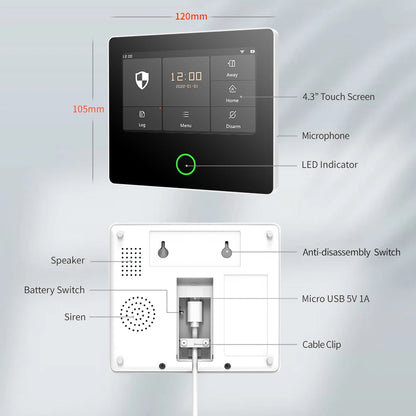 4.3 Inch Touchscreen WiFi Home Security Alarm Kit