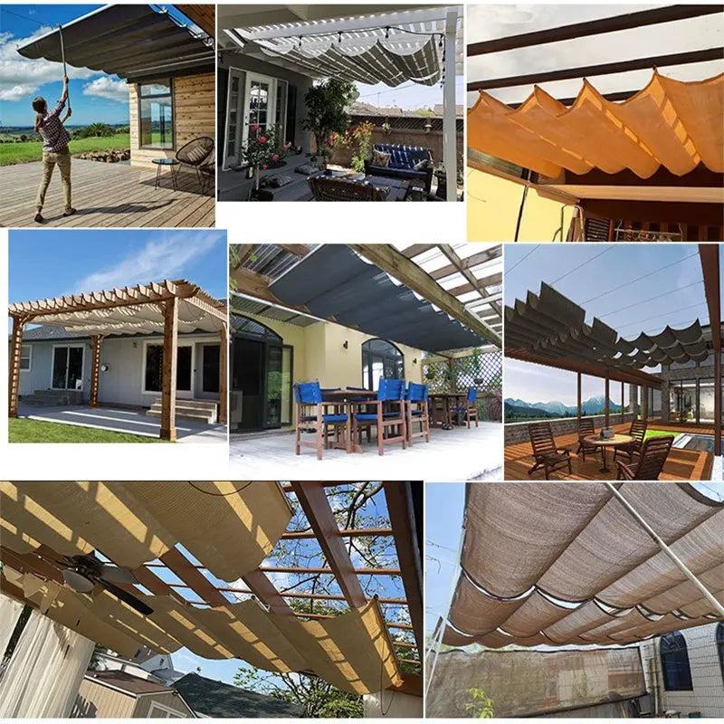 Coffee 3x5m Foldable Wave Pergola Shade Sail Set