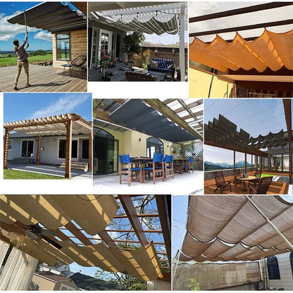 Coffee 3x5m Foldable Wave Pergola Shade Sail Set