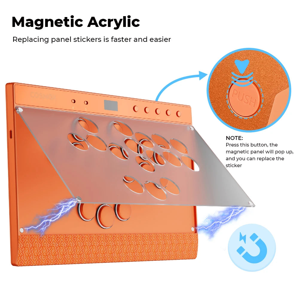 Orange Magnetic Leverless Arcade Controller for PC PS4 PS5
