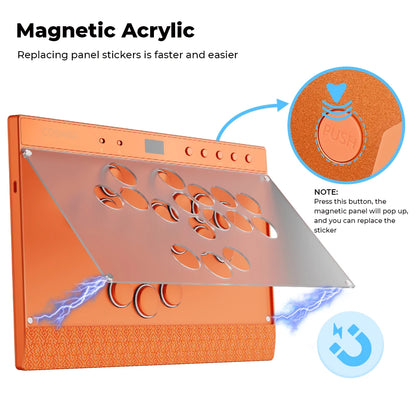 Orange Magnetic Leverless Arcade Controller for PC PS4 PS5
