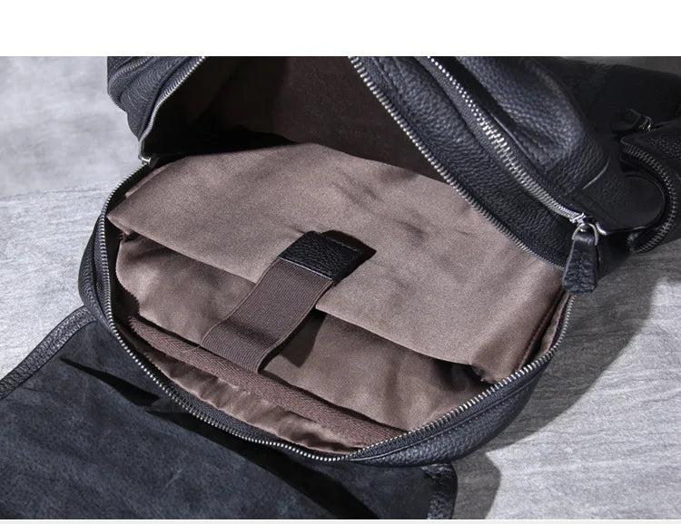 Men Leather Backpack 15.6 Inch Laptop Travel School Bag