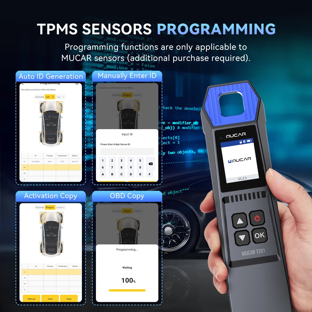 TPMS Sensor Activator & Programming Tool for Car Diagnostics