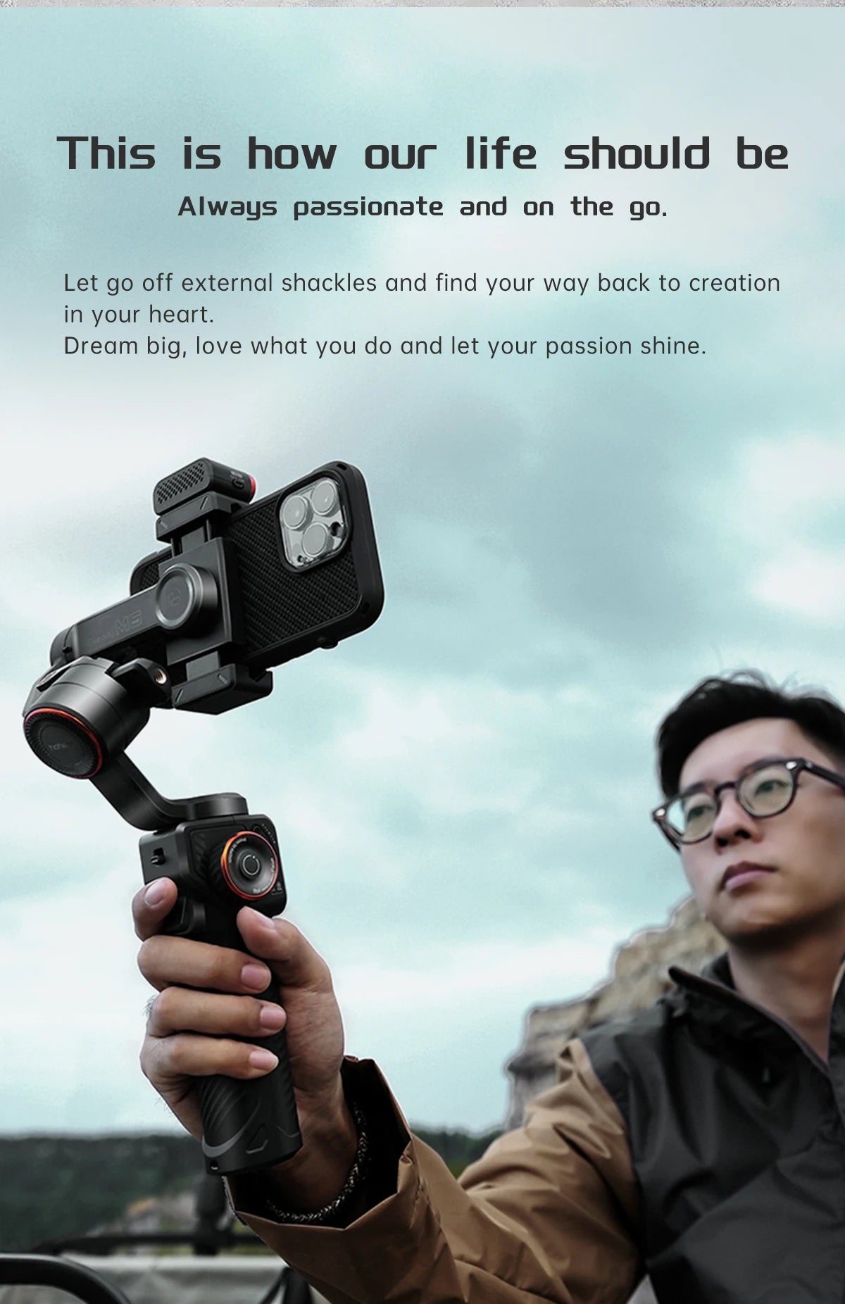 3-Axis Smartphone Gimbal Kit with Magnetic Light