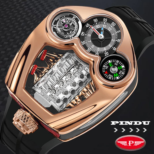 Luxury Men’s Stainless Steel Quartz Watch with Compass