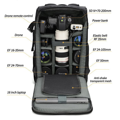 Professional Black Shoulder Bag for Camera Drone and Gear