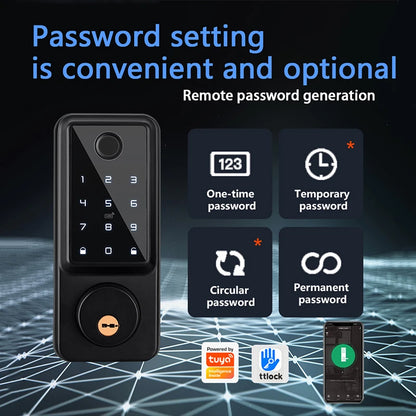 Silver Smart Fingerprint Door Lock with WiFi and Keypad