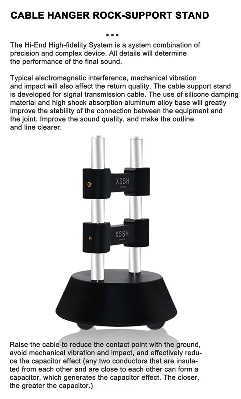 Heavy Duty Audio Cable Rack Stand Size 3 Black 2pcs