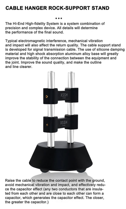 Aluminum Audio Cable Organizer Stand Size 2 Black 2pcs