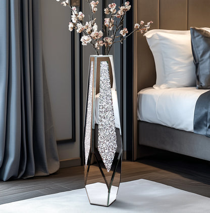 23x85.5cm Tall Floor Vase Crushed Diamond Glass Decor