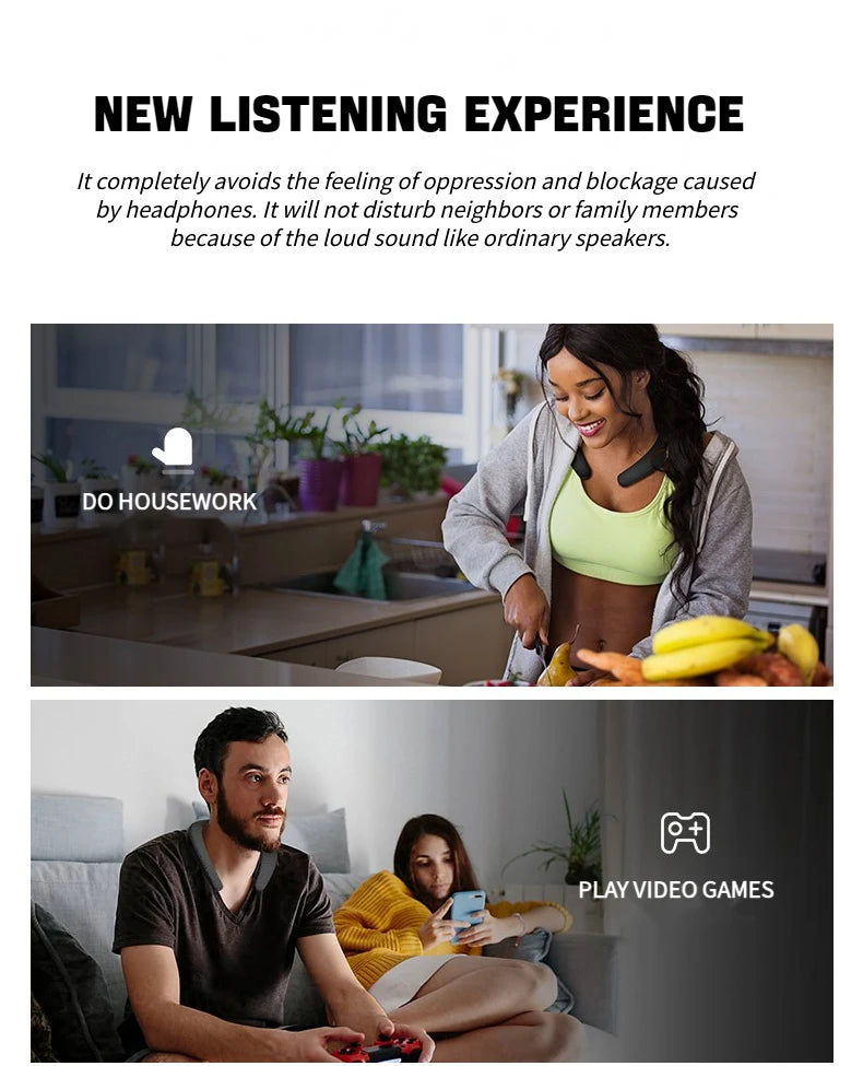 IPX7 Waterproof Wearable Bluetooth Neckband Speaker