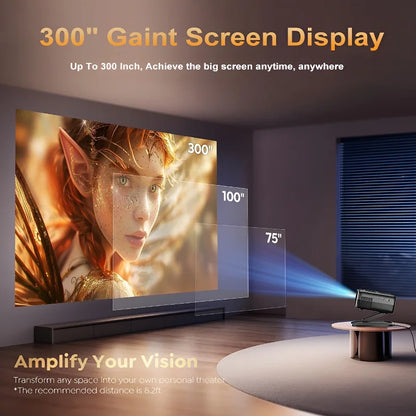 4K Smart Projector Android 12 with Auto Focus WiFi 6