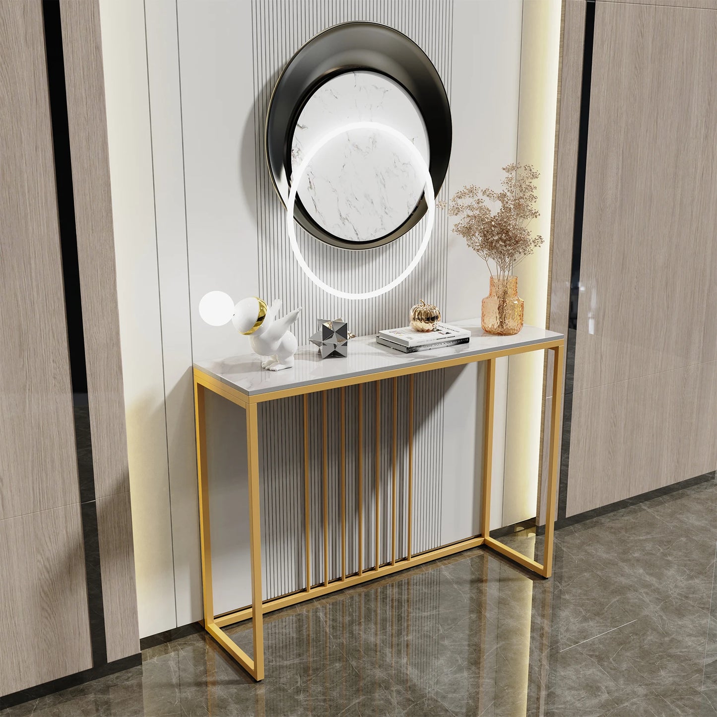 Modern Gold Accent Table Narrow Hallway Console