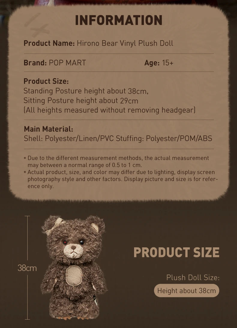Cute Vinyl Plush Bear Toy Collectible Doll