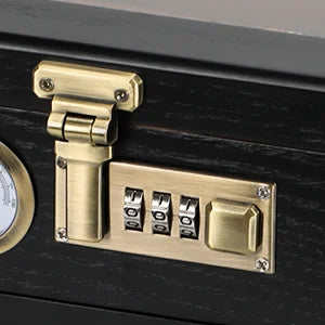 Black Cedar Humidor with Accessories Drawer and Front Hygrometer