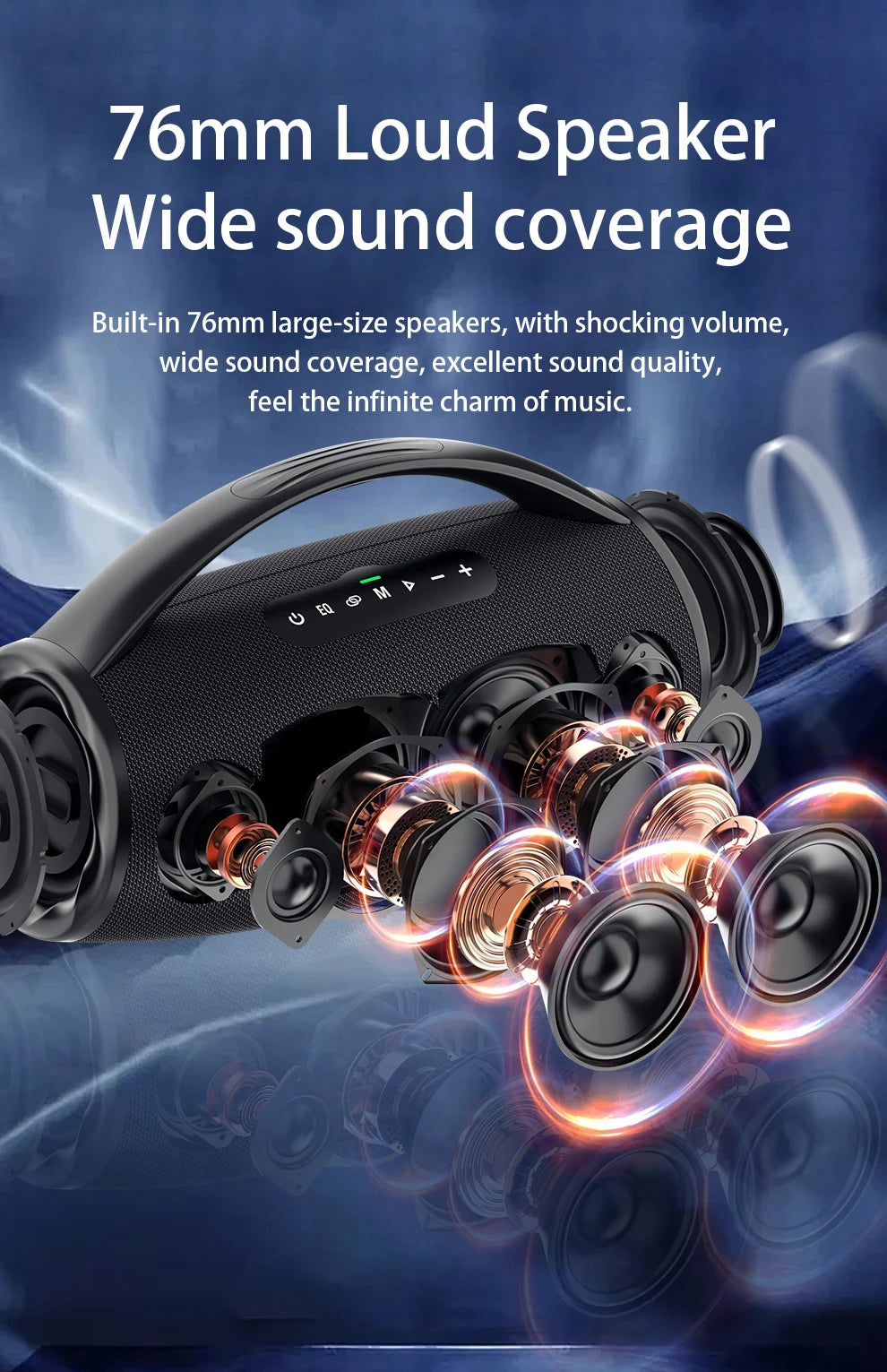 80W Portable Bluetooth Speaker Waterproof 16000mAh RGB TWS