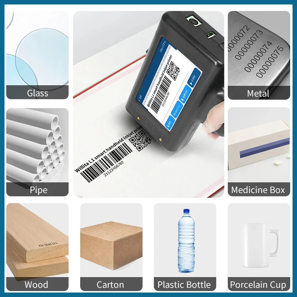 Portable Inkjet Date Barcode Printer 2 Black Inks