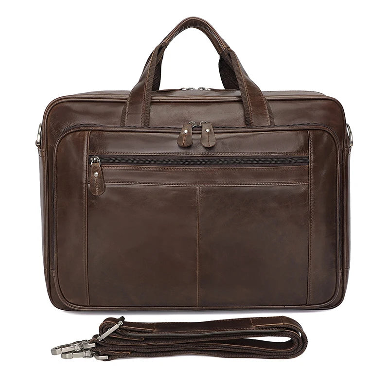Work Briefcase with 17" Laptop Compartment Brown Leather