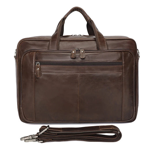 Work Briefcase with 17" Laptop Compartment Brown Leather