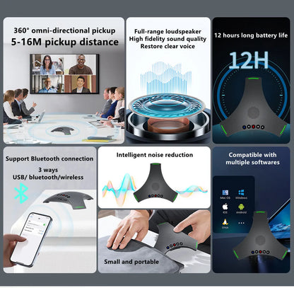 Wireless Conference Speakerphone 16m Pickup Bluetooth USB